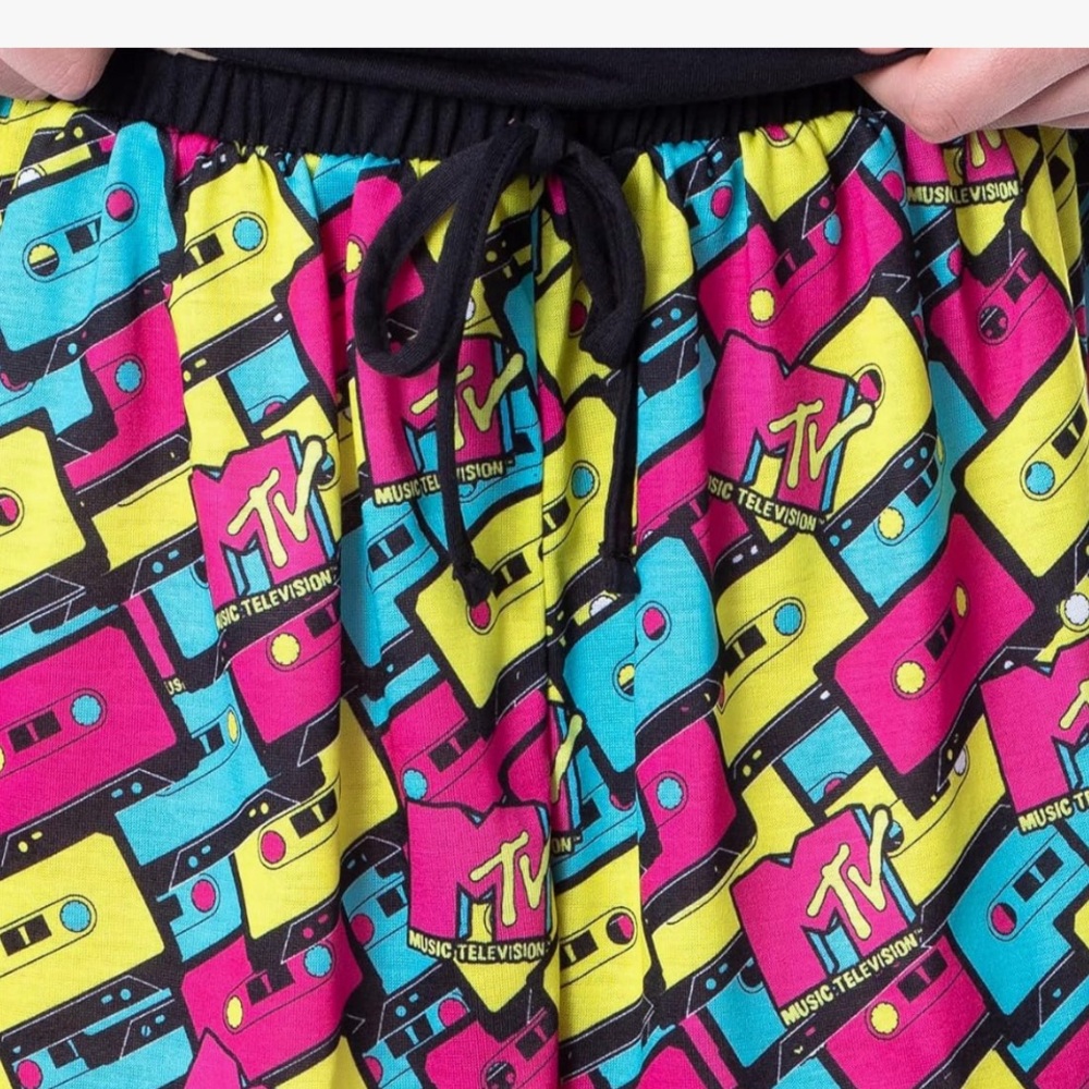 Intimo MTV Womens' Music Television Neon Cassette Tape Sleep Pajama Set Short - Picture 10 of 11